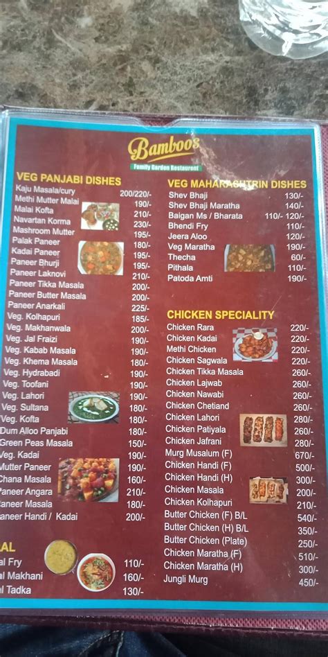 Menu at Bamboos Hotel Family Garden Veg & Non-Veg Restaurant, Nashik