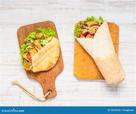 Doner Kebab and Shawarma Sandwich Stock Image - Image of flatbread ...