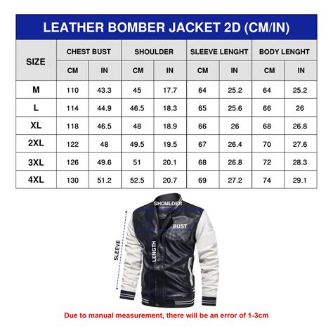 Size Chart For Bomber Jacket at Jack Snook blog
