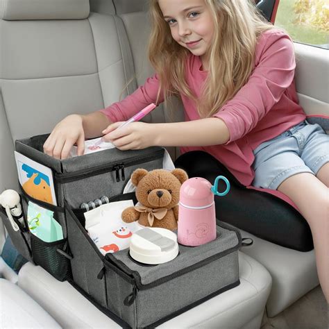 Backseat Car Organizer With 2 Cup Holders – Oxford Fabric Storage For Front Seat, Console Or Trunk, Black, Collapsible