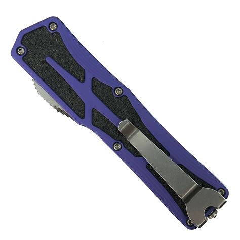 Heretic Knives Purple Colossus OTF Knife, Stonewash Clip Point Blade ...