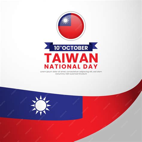 Premium Vector | Taiwan national day waving flag banner background ...