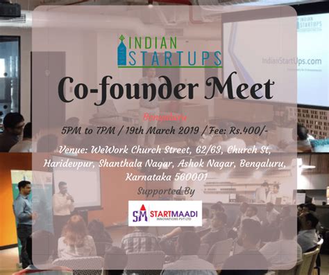 Co-Founder Meet - March 2019 Edition at Bengaluru, WeWork, Bengaluru ...