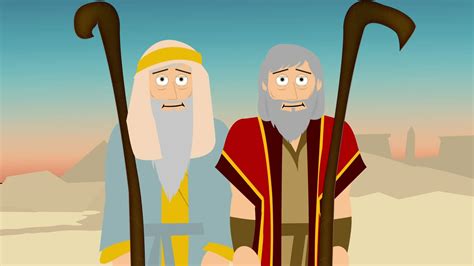 A cartoon illustration of Moses and Aaron listening to the voice of God ...