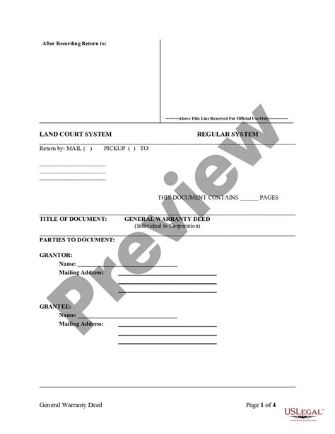 Hawaii Warranty Deed from Individual to Corporation | US Legal Forms