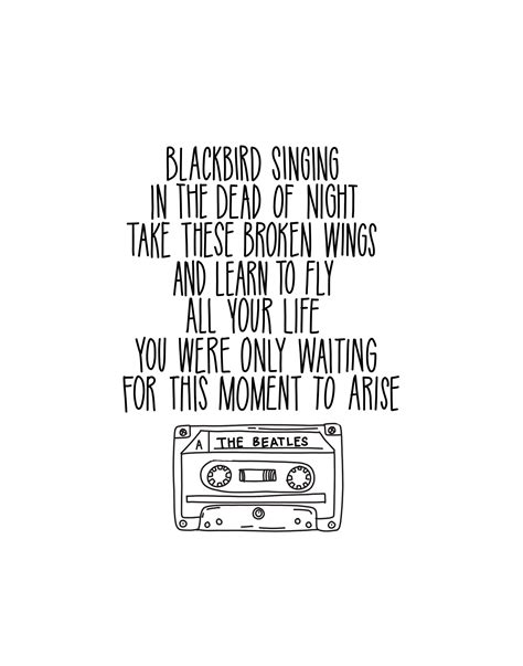 Beatles Blackbird Lyrics Words and Quotes - 8x10 or 11x14 handdrawn and ...