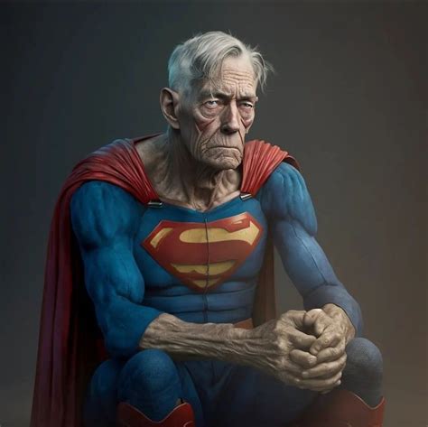 Funny Caricature of an Old Man in Superman Costume