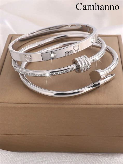Camhanno 3 Pieces Personalized Fashion Stainless Steel Bracelet Set For ...