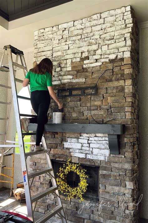 Painting Exterior Fireplace Stone - Jennifer Allwood Home | Exterior ...