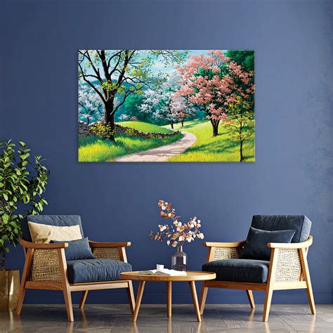 Serene Spring Path Wall Painting for Living Room, Bedroom, Office, Hot ...