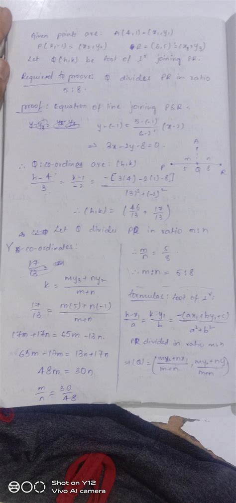 Prove that the perpendicular drawn from the point (4 , 1) on the join ...