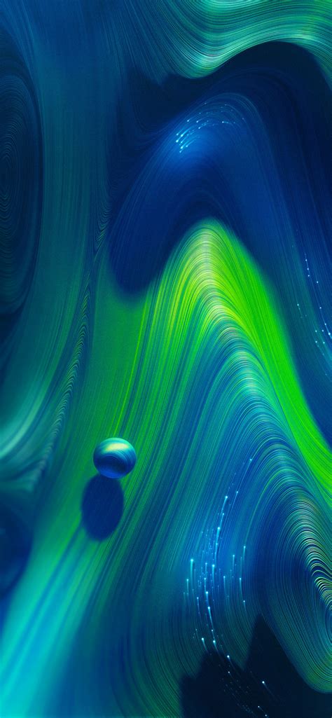 Neural Wallpaper 4K, Curves, Green, Blue, Spheres