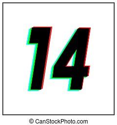 Number 14, fourteen from colorful hearts on white. Number 14 made of ...