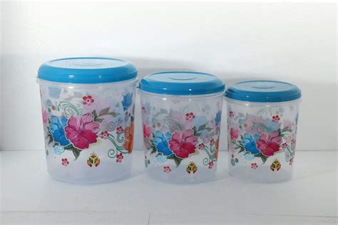 Buy GH Plastic Storage Container Set,3-Piece Unbreakable Foil Printed ...
