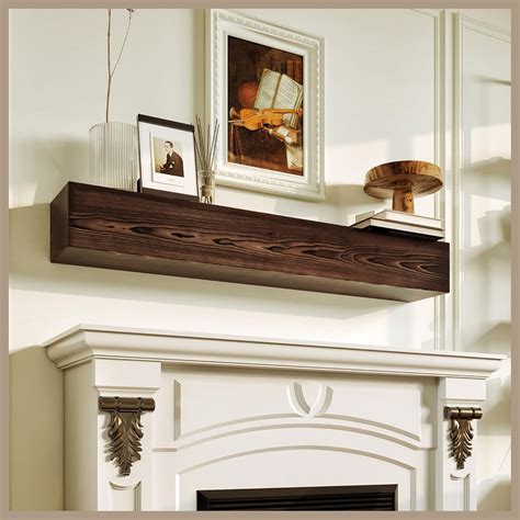 Avana Floating Fireplace Mantel - Natural Wood Mantles for Over ...