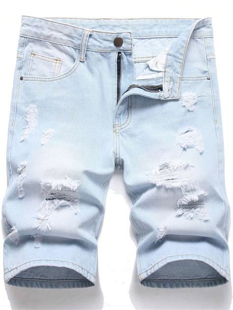 Men Cotton Ripped Frayed Denim Shorts Jorts | SHEIN USA