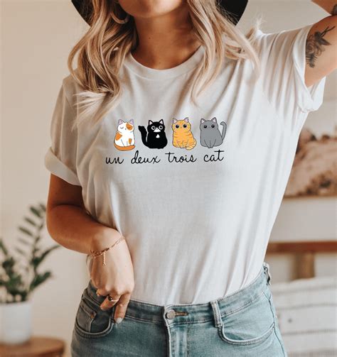 Un Deux Trois Cat Shirt, Gifts for Cat Lovers, Cat Tee Shirt, Cat Tee ...
