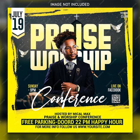 Church event praise and worship promotional flyer | Premium PSD