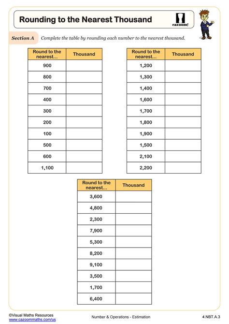 Rounding To The Nearest Thousand Worksheets Round To The Nearest 10