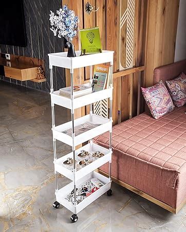 AEXONIZ TOYS Plastic Kitchen Storage Trolley Rack with Wheels, Slide ...