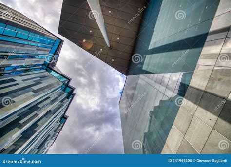 Modern City Buildings in the Business Center, Upward Skyward View Stock ...