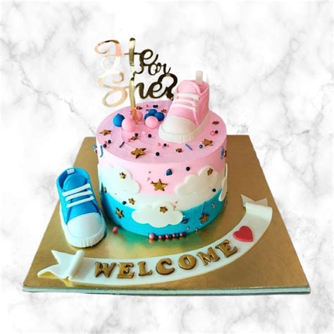 Adorable He or She Gender Reveal Cake – legateaucakes