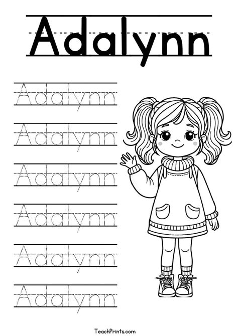 A Name Tracing Worksheets – 132 Names (Free & Printable) - Teach Prints