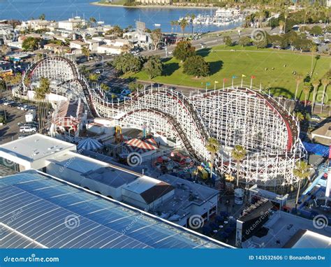 Aerial View Iconic Giant Dipper Roller Coaster in Belmont Park, San Diego, USA Editorial Photo ...