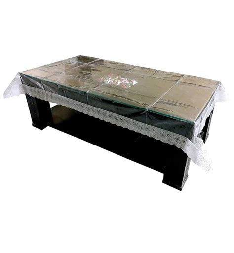 Buy Classic Transparent 8 Seater Dining Table Cover with Cream LACE ...