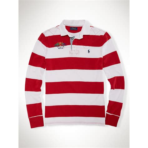 Polo Ralph Lauren Custom-fit Striped Rugby Shirt in Red/White (Red) for ...