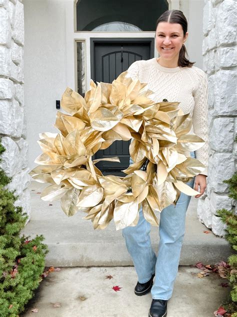 Gold Magnolia Leaf Wreath, Metallic Magnolia Wreath for Front Door ...