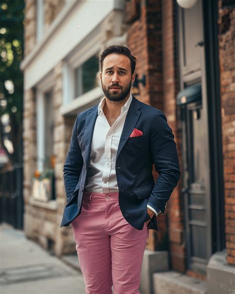 Blue Navy Blazer with Pink Chinos | Hockerty