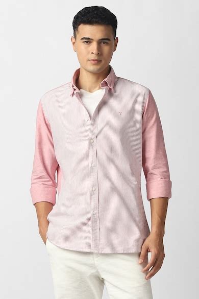 Buy Men Pink Stripe Full Sleeves Casual Shirt Online - 40075463 | Van ...