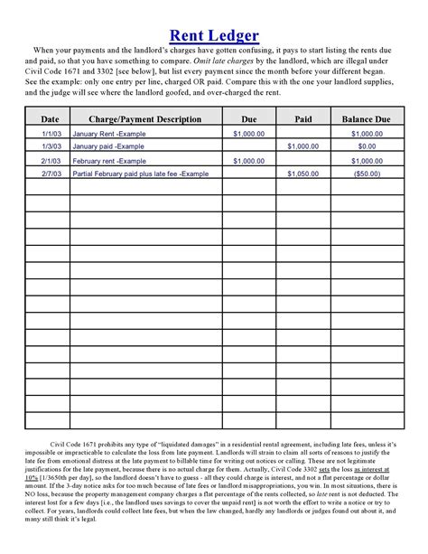 40 Printable Rental Ledger Templates (Lease Ledger)