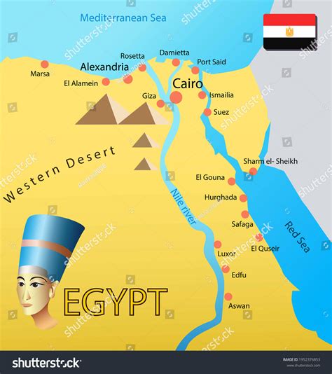 Illustration Tourist Map Egypt Africa Stock Illustration 1952376853 ...