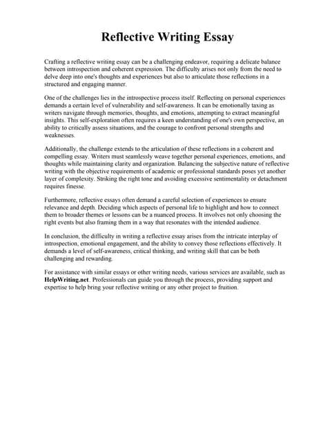 Image result for Writing Reflection Essay Example