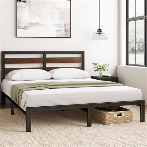 Zinus Shen Bamboo & Metal Platform Bed Frame - Queen Size - Walmart.com