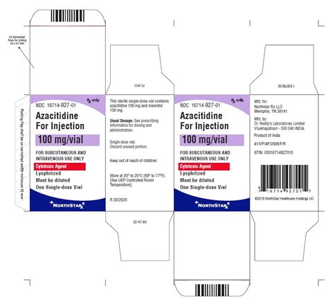 NDC Package 16714-927-01 Azacitidine Injection, Powder, Lyophilized ...