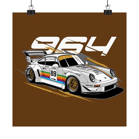 Porsche 964 Vintage Car Poster - Racing Art for Car Enthusiasts ...