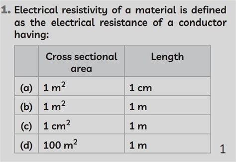 11. Electrical resistivity of a material is defined as the electrical ...