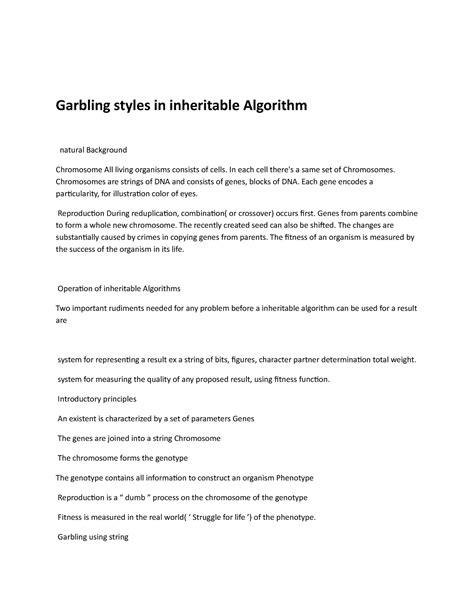 Garbling styles in inheritable Algorithm - In each cell there's a same ...