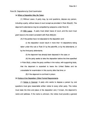 Fillable Online Depositions by Oral Examination Fax Email Print - pdfFiller
