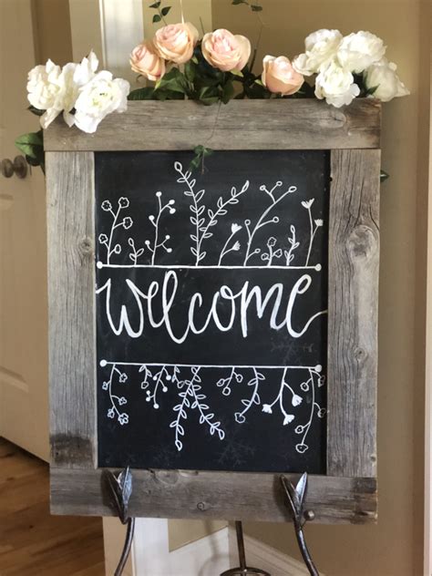 Welcome Sign Chalkboard with Floral Design