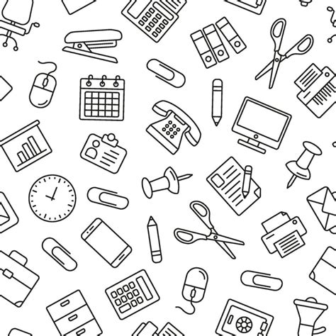 Office Supplies Pattern, Wallpaper for Office Wall - Magicdecor®