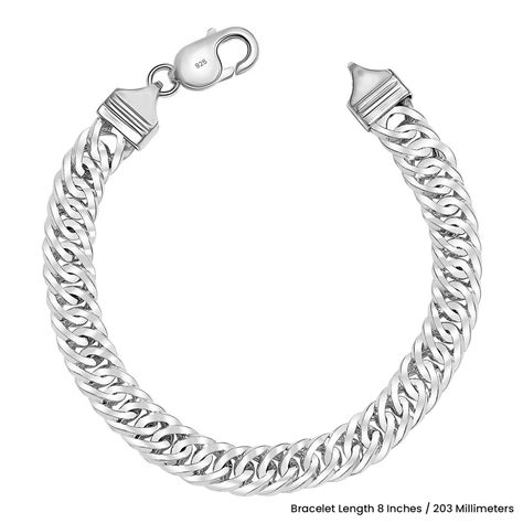 925 Sterling Silver Curb Link Bracelet for Men