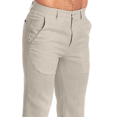Men's Linen Pants Trousers Dress Pants Summer Pants Beach Pants ...