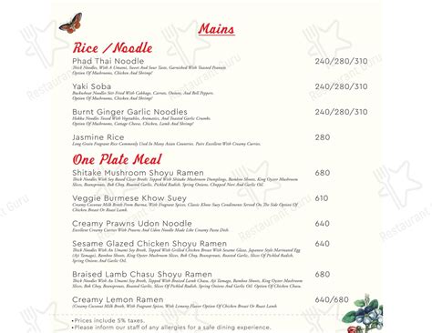 Menu at Purple Room, Chennai, 25