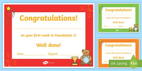 First Week Award Certificates (teacher made) - Twinkl