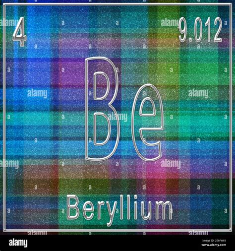 Beryllium chemical element, Sign with atomic number and atomic weight ...