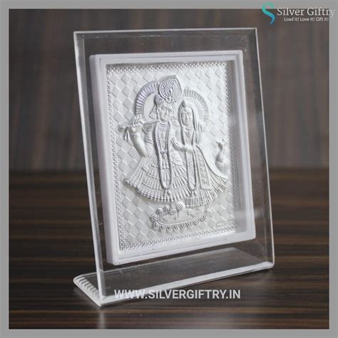 Radha Krishna Silver Glass Frame Diamond Background – Silver Giftry